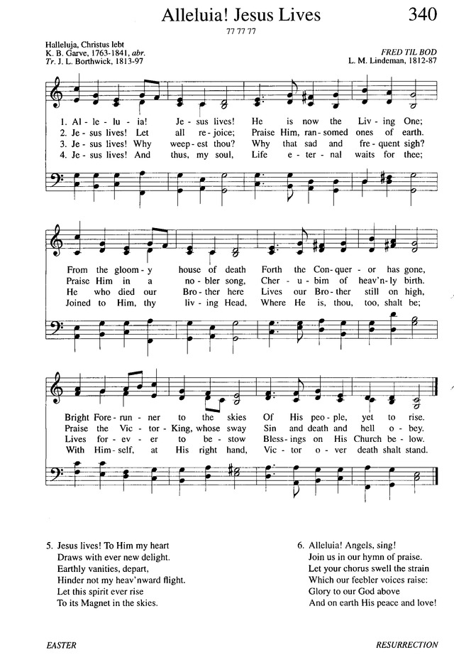 Evangelical Lutheran Hymnary 340. Alleluia! Jesus lives!