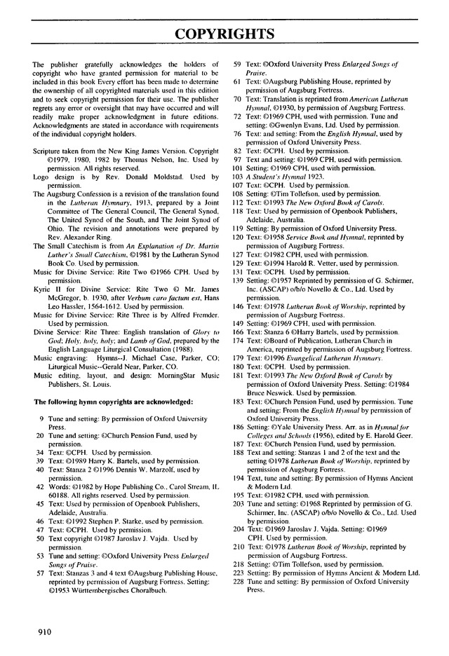 Evangelical Lutheran Hymnary page 910