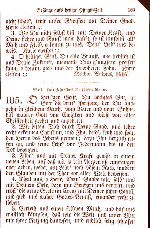 Evangelisch-Lutherisches Gesang-Buch: worin die gebräuchlichsten alten Kirchen-Lieder Dr. M. Lutheri und anderer reinen lehrer und zeugen Gottes, zur Befoerderung der wahren ... (2. verm. Aus.) page 183