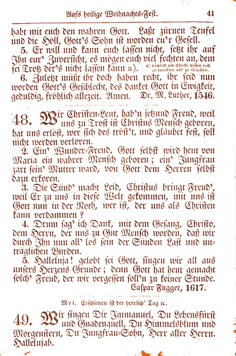 Evangelisch-Lutherisches Gesang-Buch: worin die gebräuchlichsten alten Kirchen-Lieder Dr. M. Lutheri und anderer reinen lehrer und zeugen Gottes, zur Befoerderung der wahren ... (2. verm. Aus.) page 41