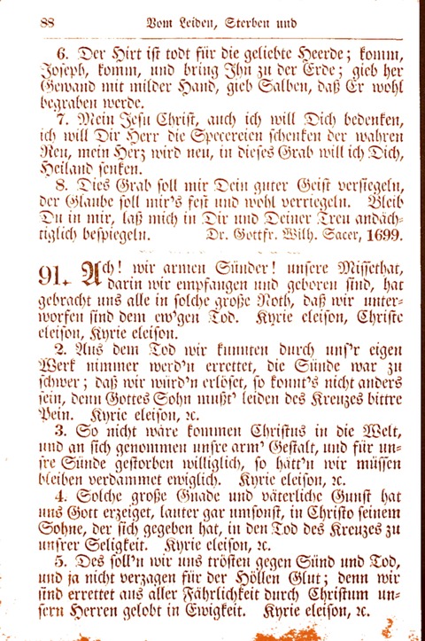 Evangelisch-Lutherisches Gesang-Buch: worin die gebräuchlichsten alten Kirchen-Lieder Dr. M. Lutheri und anderer reinen lehrer und zeugen Gottes, zur Befoerderung der wahren ... (2. verm. Aus.) page 88