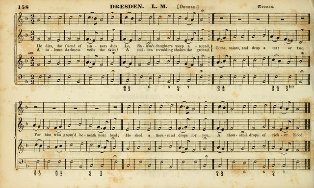 Evangelical Musick: or, The Sacred Minstrel and Sacred Harp United: consisting of a great variety of psalm and hymn tunes, set pieces, anthems, etc. (10th ed) page 158