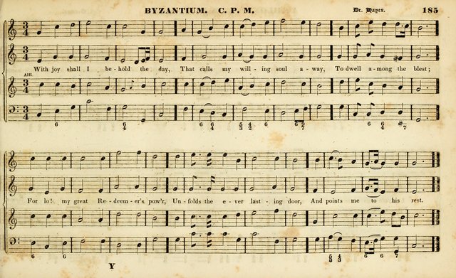 Evangelical Musick: or, The Sacred Minstrel and Sacred Harp United: consisting of a great variety of psalm and hymn tunes, set pieces, anthems, etc. (10th ed) page 185