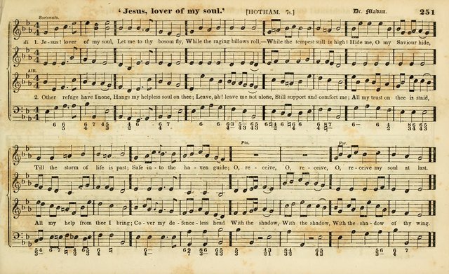 Evangelical Musick: or, The Sacred Minstrel and Sacred Harp United: consisting of a great variety of psalm and hymn tunes, set pieces, anthems, etc. (10th ed) page 251