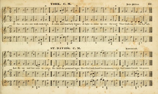 Evangelical Musick: or, The Sacred Minstrel and Sacred Harp United: consisting of a great variety of psalm and hymn tunes, set pieces, anthems, etc. (10th ed) page 61