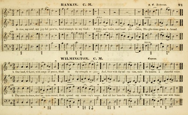 Evangelical Musick: or, The Sacred Minstrel and Sacred Harp United: consisting of a great variety of psalm and hymn tunes, set pieces, anthems, etc. (10th ed) page 91