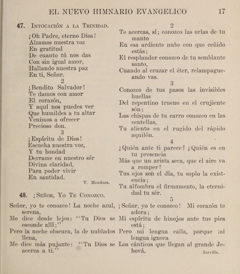 El Nuevo Himnario Evangelico para el uso de las Iglesias Evangelicas de Habla Espanol en Todo el Mundo page 17