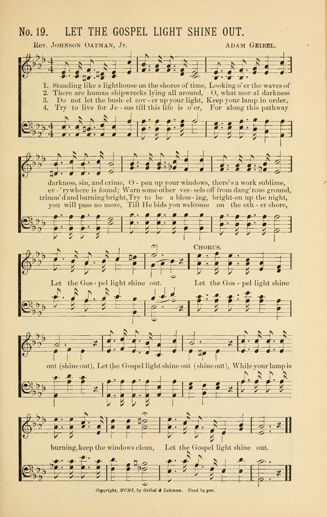 Exalted Praise: a twentieth century collection of sacred hymns for the church, Sunday school, and devotional meetings page 19
