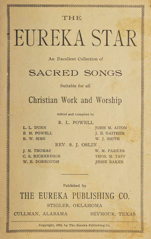The Eureka Star: An Excellent Collection of Sacred Songs suitable for all Christian Work and Worship page 1