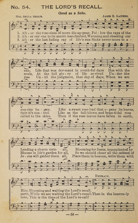 The Eureka Star: An Excellent Collection of Sacred Songs suitable for all Christian Work and Worship page 58