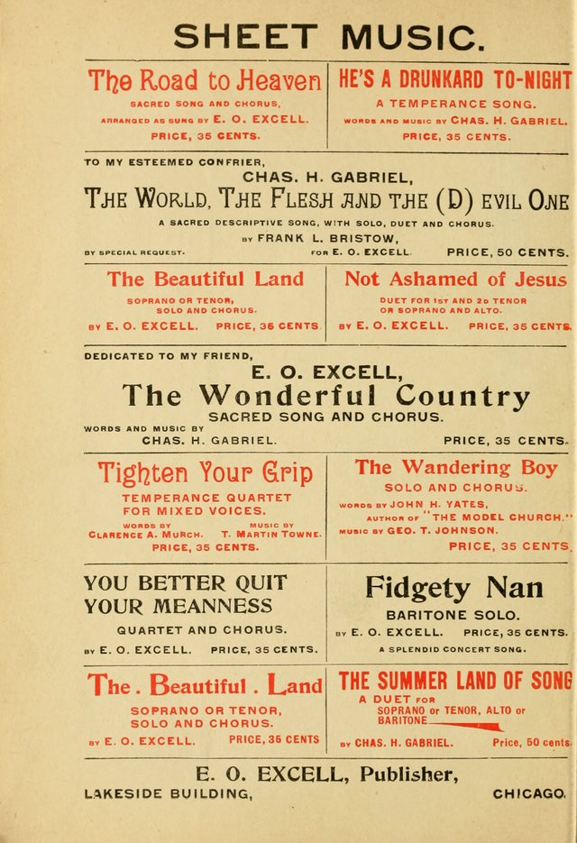 Excellent Songs: for the Church and Sunday School page iv