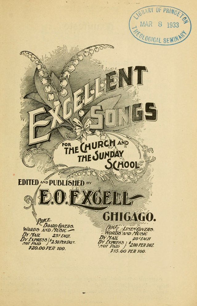 Excellent Songs: for the Church and Sunday School page v