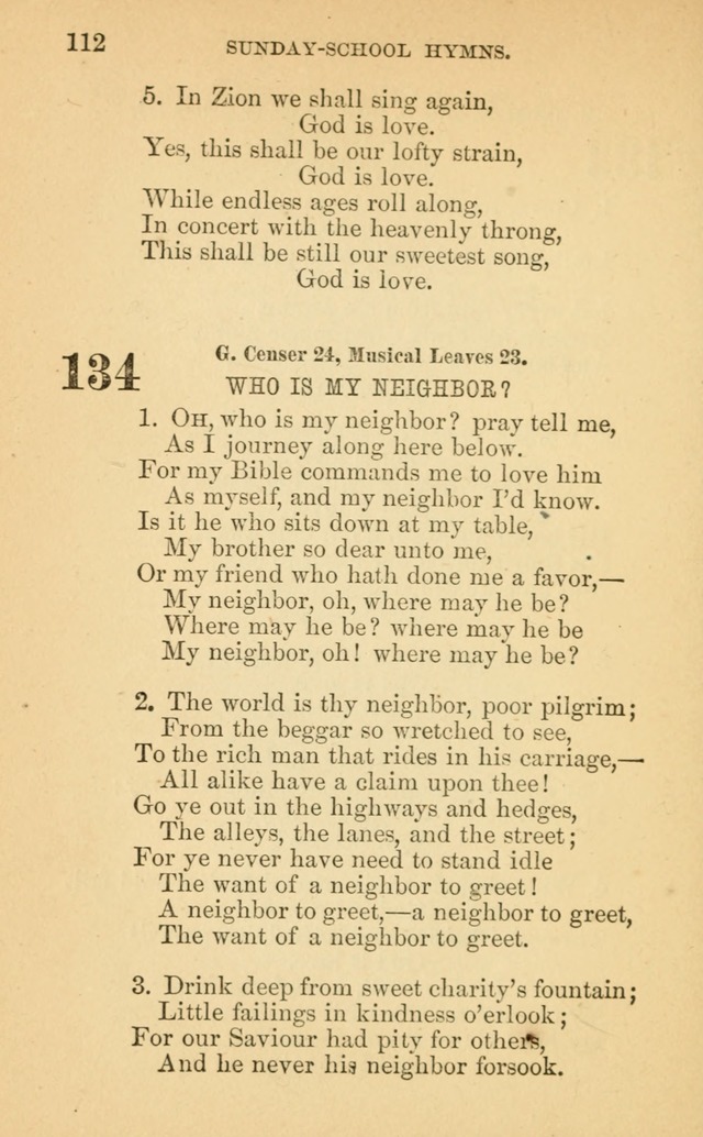 The Eclectic Sabbath School Hymn Book page 112