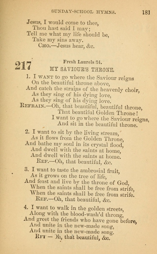 The Eclectic Sabbath School Hymn Book page 181