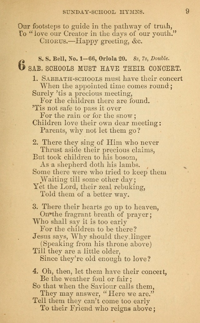 The Eclectic Sabbath School Hymn Book page 9