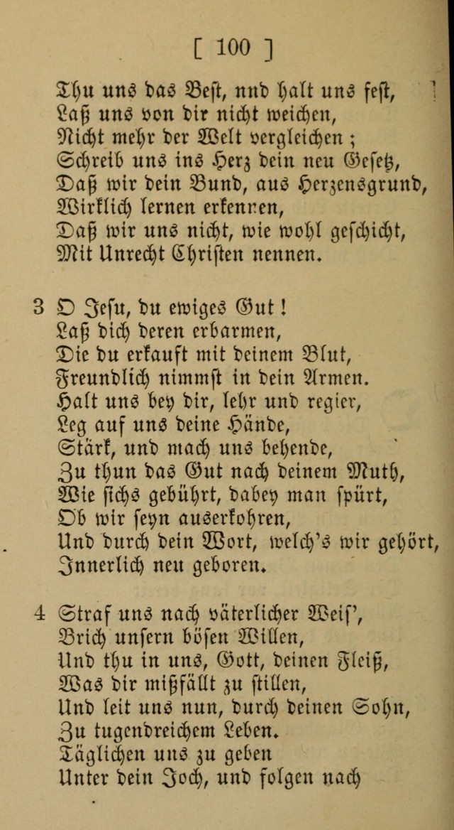 Eine unparteiische Lieder-Sammlung zum Gebrauch beim Oeffentlichen Gottesdienst und Häuslichen Erbauung page 100