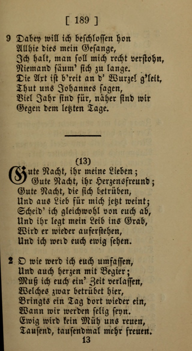 Eine unparteiische Lieder-Sammlung zum Gebrauch beim Oeffentlichen Gottesdienst und Häuslichen Erbauung page 189