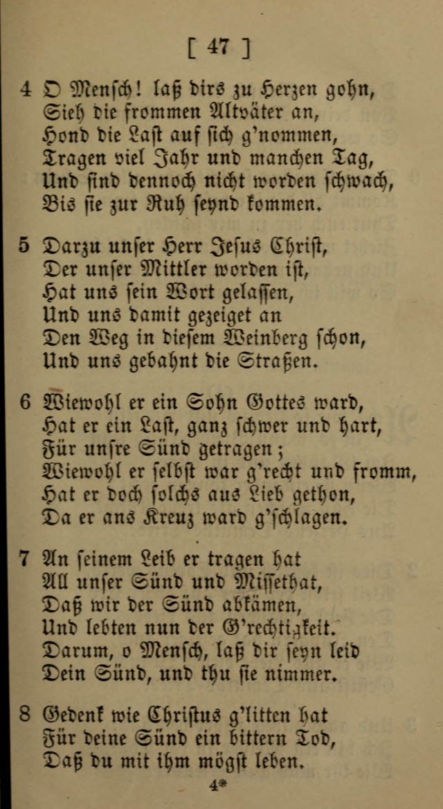 Eine unparteiische Lieder-Sammlung zum Gebrauch beim Oeffentlichen Gottesdienst und Häuslichen Erbauung page 47