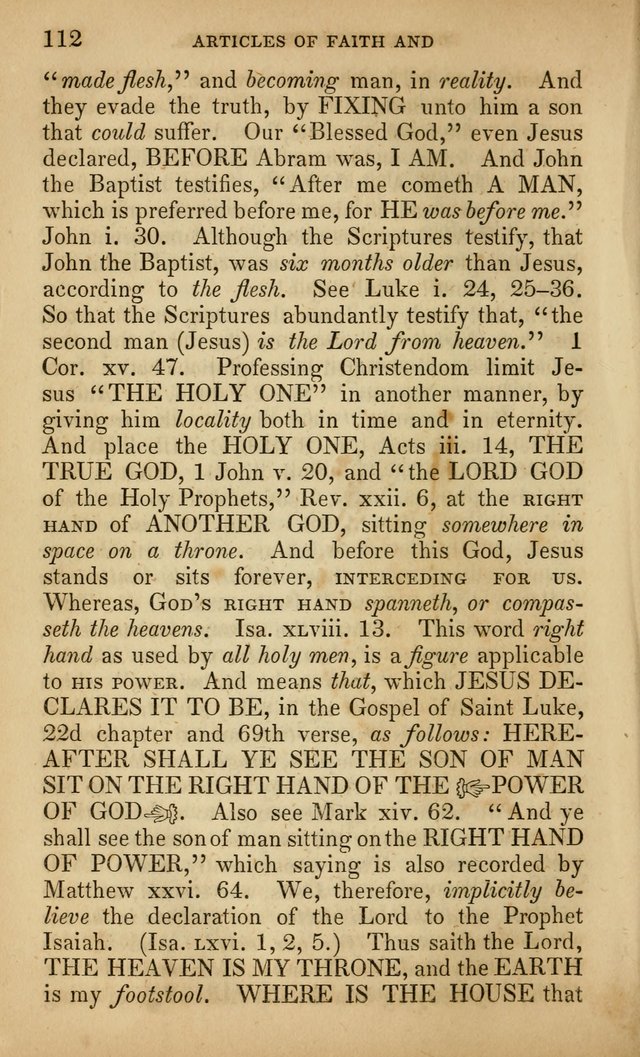 The Faith and Doctrines of the Church of the Eternal Son: intended as a church book for the church of the Eternal Sons generally... to which is added a number of select hymns adapted to the worship... page 112