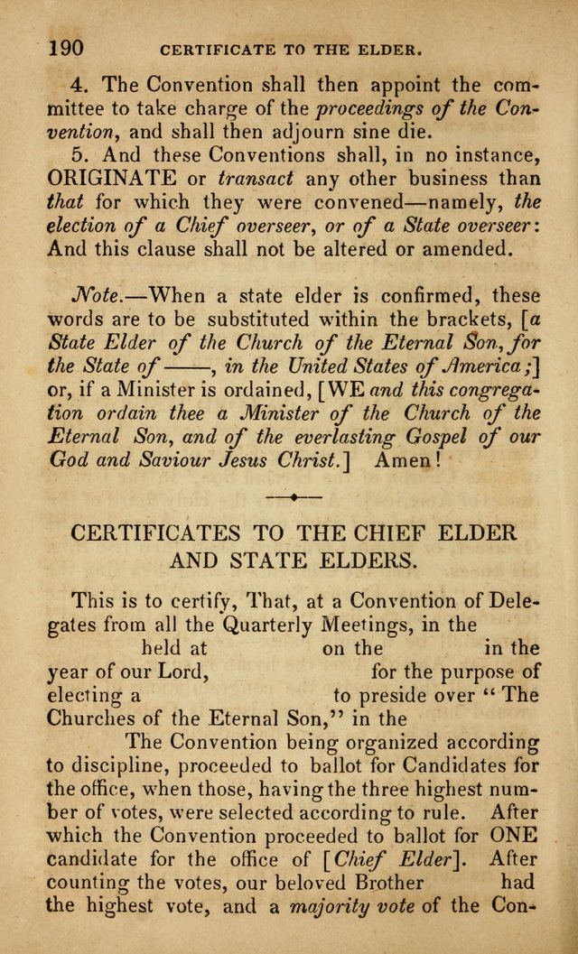 The Faith and Doctrines of the Church of the Eternal Son: intended as a church book for the church of the Eternal Sons generally... to which is added a number of select hymns adapted to the worship... page 190