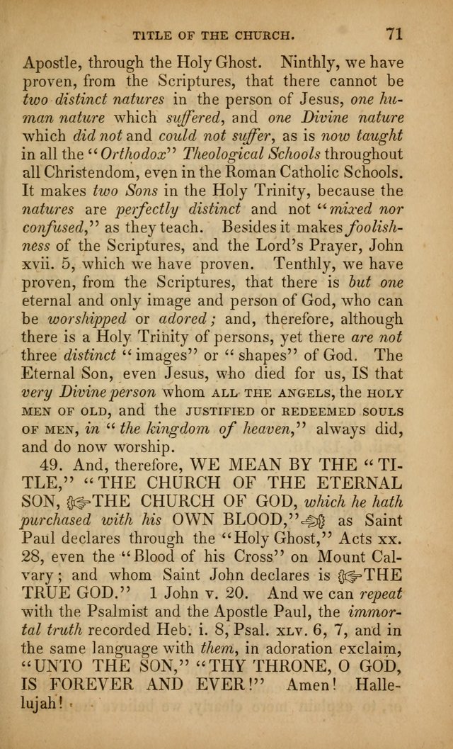 The Faith and Doctrines of the Church of the Eternal Son: intended as a church book for the church of the Eternal Sons generally... to which is added a number of select hymns adapted to the worship... page 71