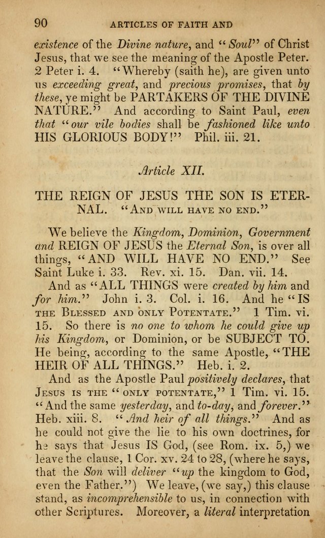 The Faith and Doctrines of the Church of the Eternal Son: intended as a church book for the church of the Eternal Sons generally... to which is added a number of select hymns adapted to the worship... page 90