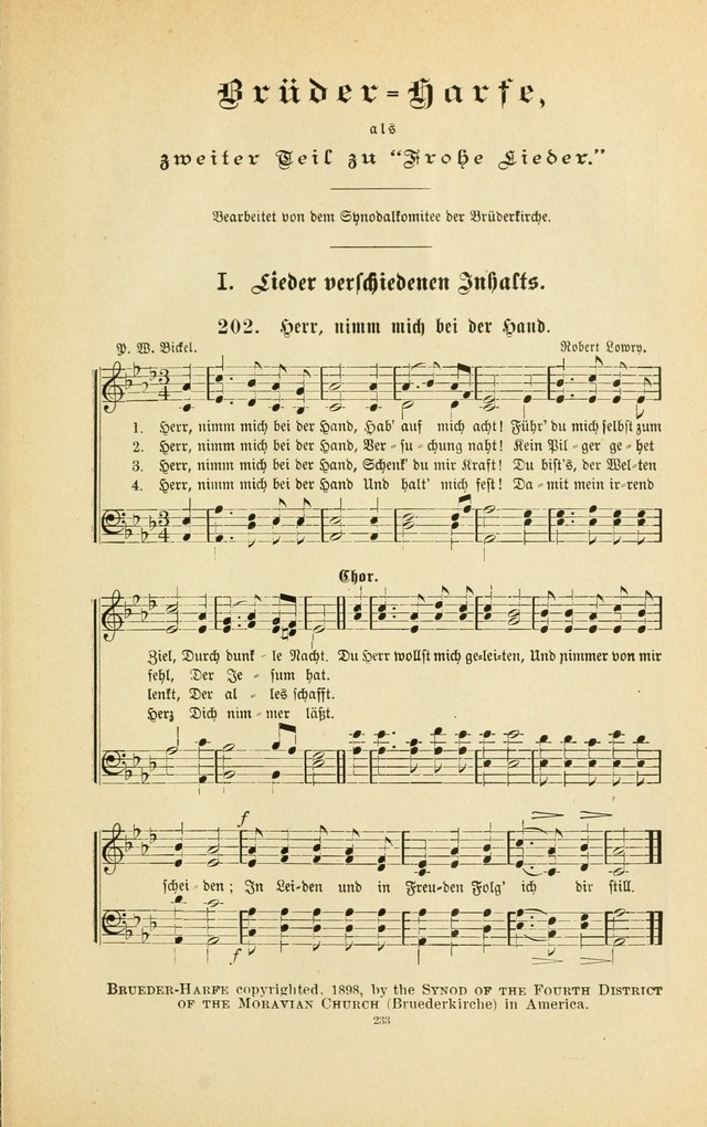 Frohe Lieder und Brüder-Harfe: eine Sammlung von Liedern für Sonntagschulen und Jugendvereine (Spezialle Aufl.) page 233