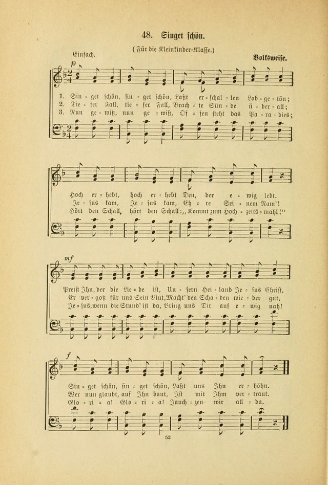 Frohe Lieder und Brüder-Harfe: eine Sammlung von Liedern für Sonntagschulen und Jugendvereine (Spezialle Aufl.) page 52