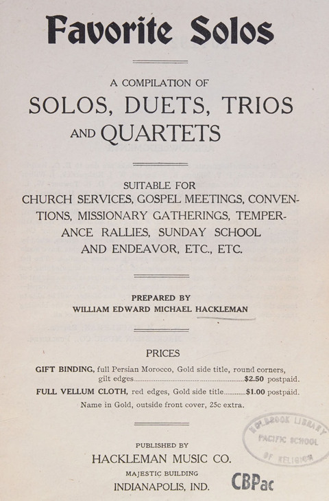 Favorite Solos: a compilation of solos, duets, trios and quartets page iv