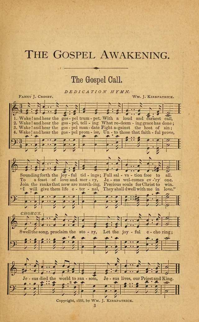 The Gospel Awakening: a collection of original and selected "hymns and spiritual songs" for the use in gospel meetings everywhere page 3