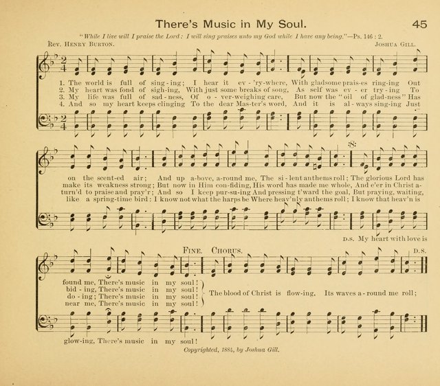 Gates Ajar: a collection of hymns and tunes for use in Sunday schools, praise and prayer meetings page 45