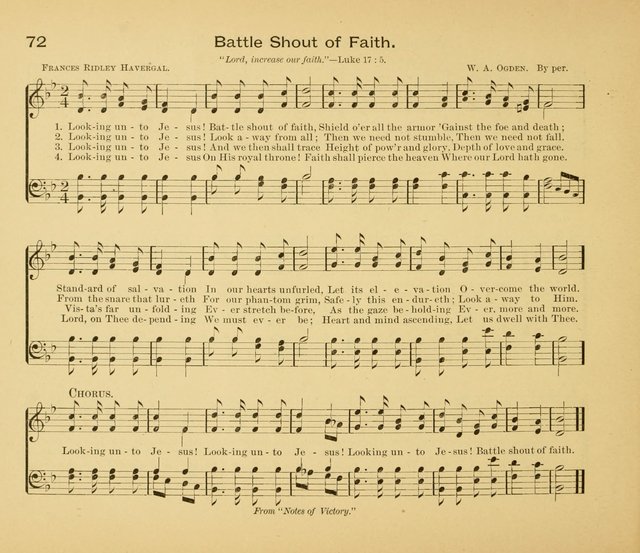 Gates Ajar: a collection of hymns and tunes for use in Sunday schools, praise and prayer meetings page 72