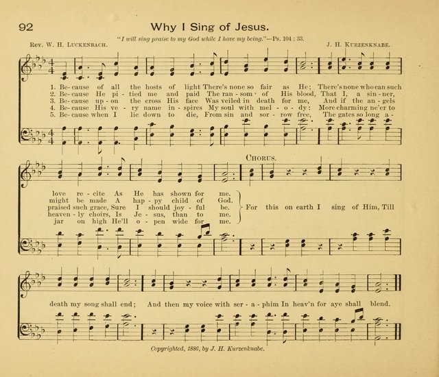 Gates Ajar: a collection of hymns and tunes for use in Sunday schools, praise and prayer meetings page 92
