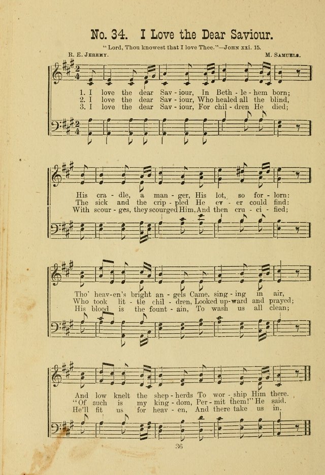 Gospel Bells: a collection of new and popular songs for the use of Sabbath schools and gospel meetings page 36