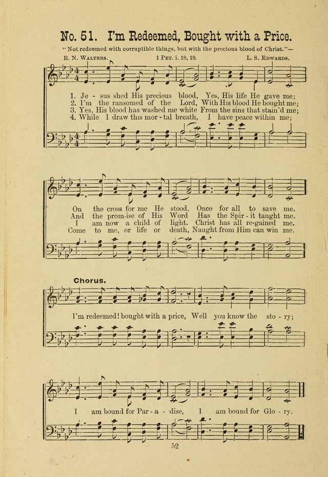 Gospel Bells: a collection of new and popular songs for the use of Sabbath schools and gospel meetings page 52