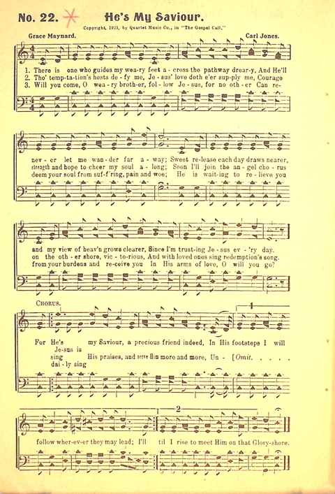 The Gospel Call: a book of revival songs page 22