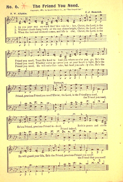 The Gospel Call: a book of revival songs page 6