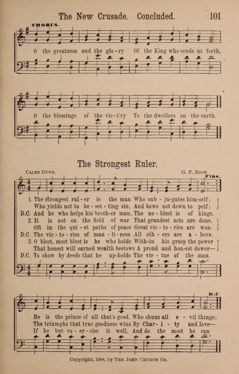 The Glorious Cause: a Collection of Songs, Hymns and Choruses for Earnest Temperance Workers page 101