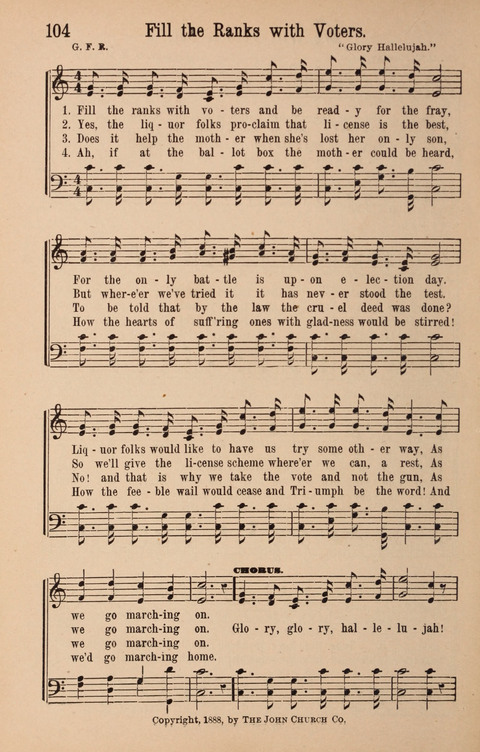 The Glorious Cause: a Collection of Songs, Hymns and Choruses for Earnest Temperance Workers page 104