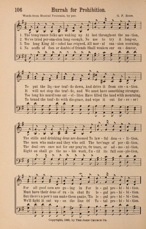 The Glorious Cause: a Collection of Songs, Hymns and Choruses for Earnest Temperance Workers page 106