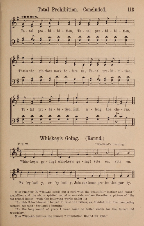 The Glorious Cause: a Collection of Songs, Hymns and Choruses for Earnest Temperance Workers page 113