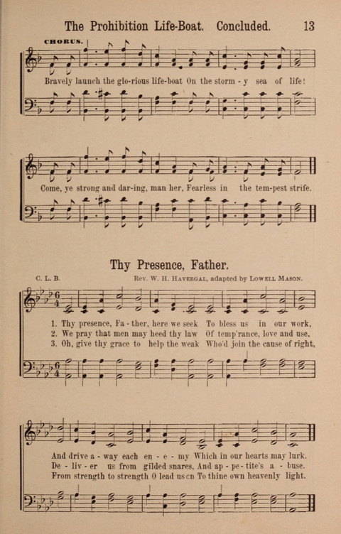 The Glorious Cause: a Collection of Songs, Hymns and Choruses for Earnest Temperance Workers page 13