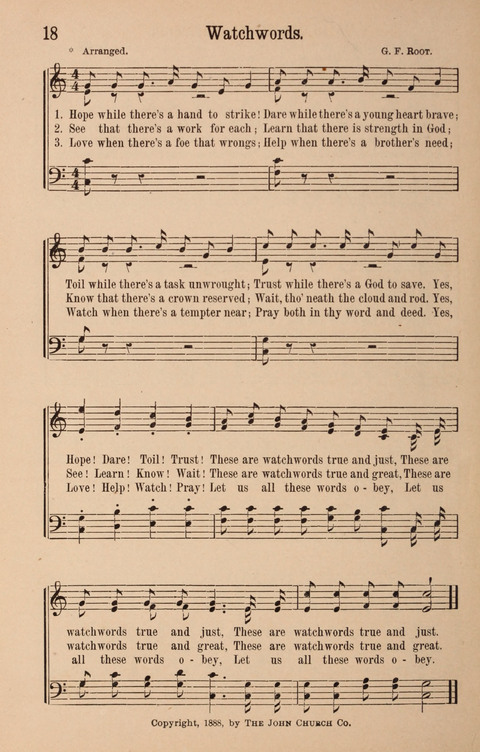 The Glorious Cause: a Collection of Songs, Hymns and Choruses for Earnest Temperance Workers page 18