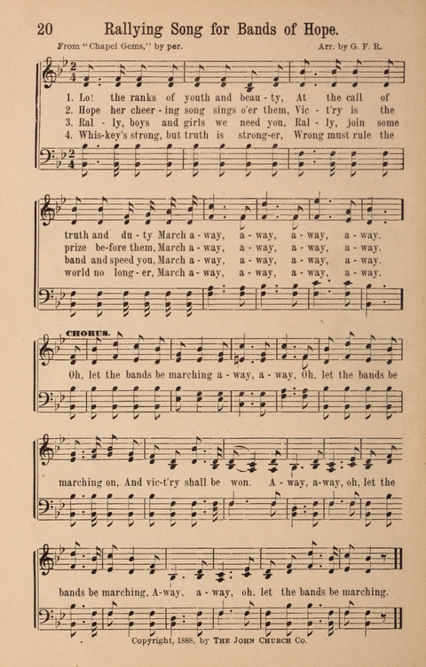 The Glorious Cause: a Collection of Songs, Hymns and Choruses for Earnest Temperance Workers page 20