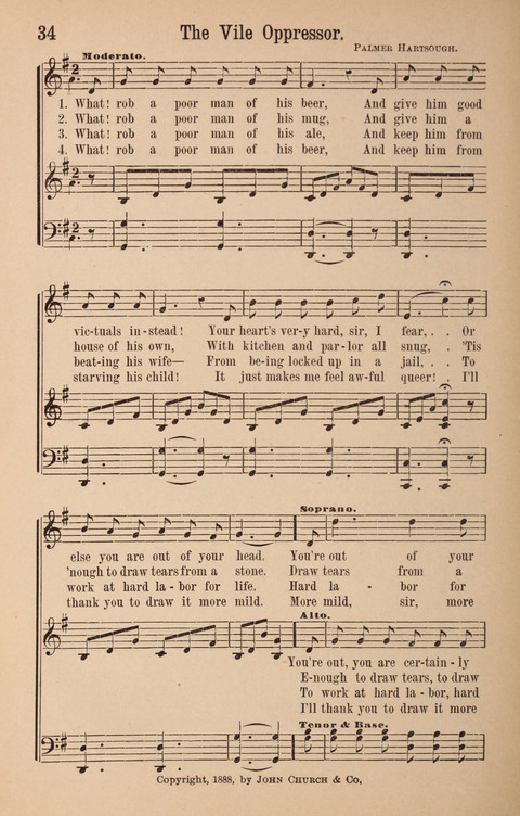 The Glorious Cause: a Collection of Songs, Hymns and Choruses for Earnest Temperance Workers page 34