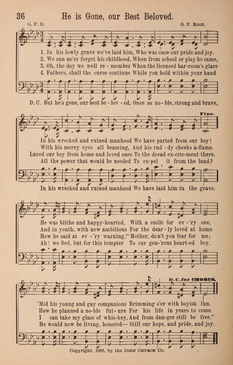 The Glorious Cause: a Collection of Songs, Hymns and Choruses for Earnest Temperance Workers page 36