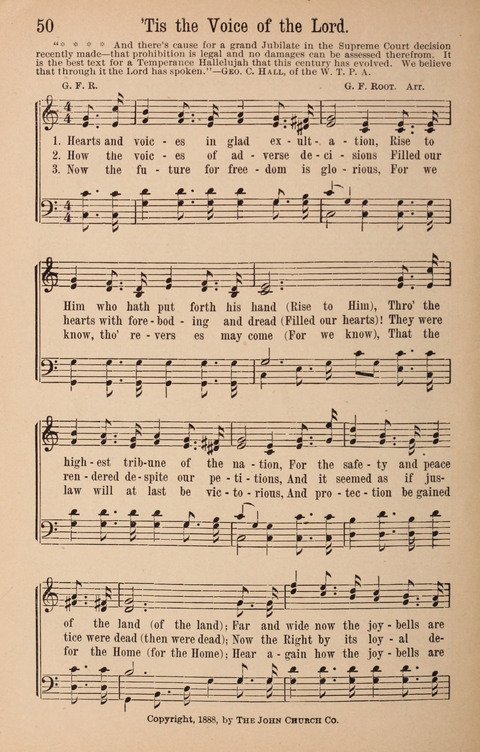 The Glorious Cause: a Collection of Songs, Hymns and Choruses for Earnest Temperance Workers page 50