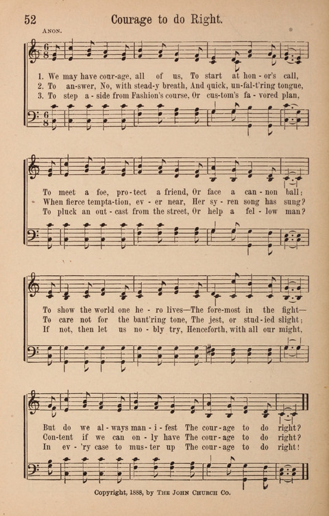 The Glorious Cause: a Collection of Songs, Hymns and Choruses for Earnest Temperance Workers page 52