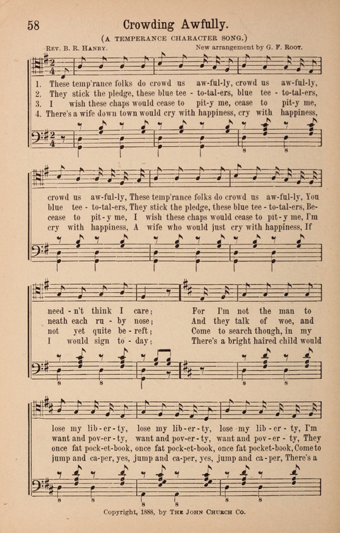 The Glorious Cause: a Collection of Songs, Hymns and Choruses for Earnest Temperance Workers page 58