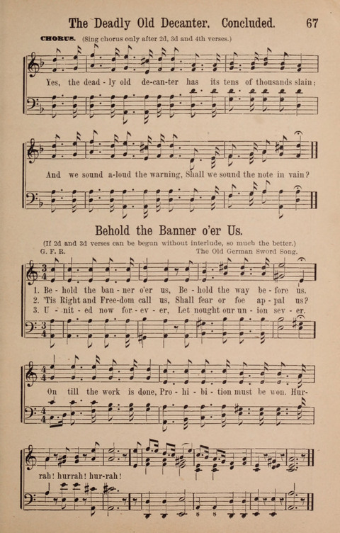 The Glorious Cause: a Collection of Songs, Hymns and Choruses for Earnest Temperance Workers page 67
